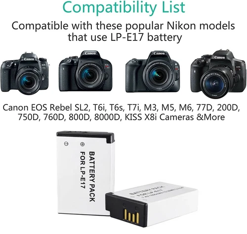 LP-E17 Battery Charger For Canon EOS M6 200D 200D Mark I II 77D 750D 760D 8000D - Picture 3 of 12