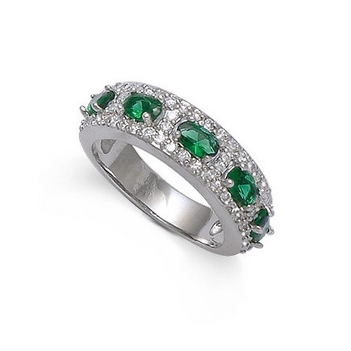 Alliance T54 En Argent 925 Rhodié Avec Améthyste Cz - Demi-rail, Dolly-Bijoux, Neuve