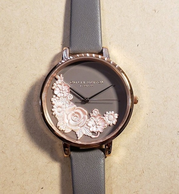 Olivia Burton Floral Face Leather Band Dune Rose Gold Ob16fs99 Tx For Sale Online Ebay