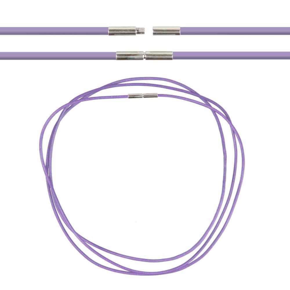 Cordon en cuir de chevreau lilas 54 cm hypoallergénique avec fermoir sécurisé