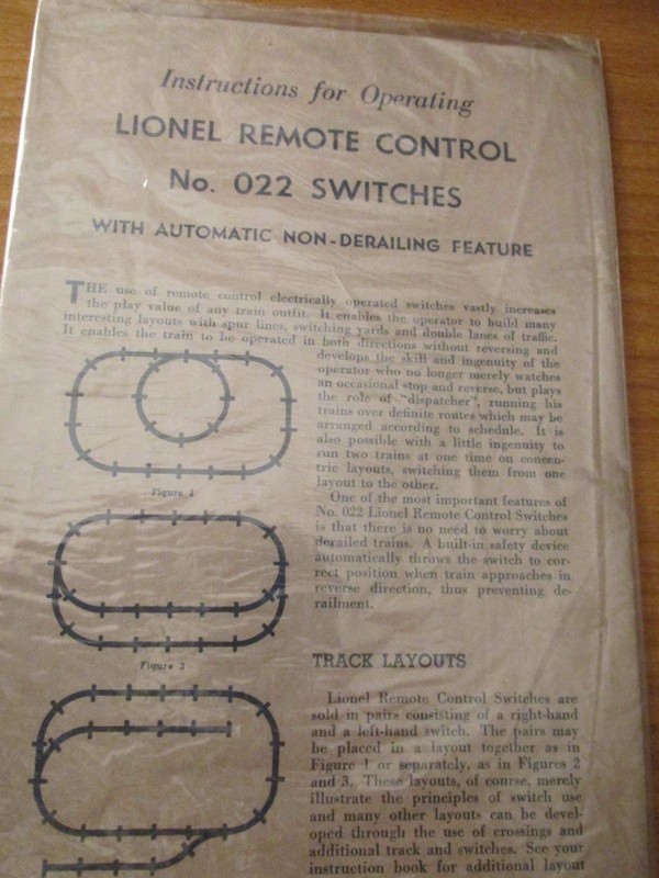 LIONEL 022 instruction sheet original