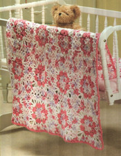 PINK PETALS BABY AFGHAN NURSERY DECOR CROCHET PATTERN INSTRUCTIONS