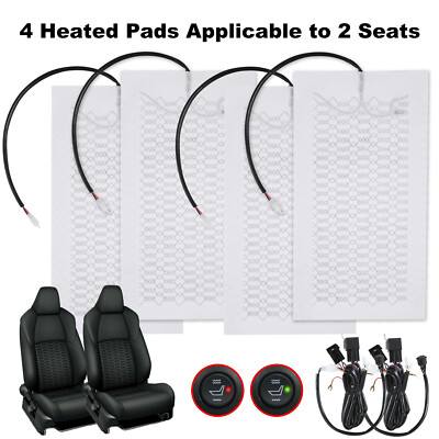 #ad #ad 4Pads Carbon Fiber Car Heated Seat Heater Kit with Round Switch Universal K8Q3 $32.44
