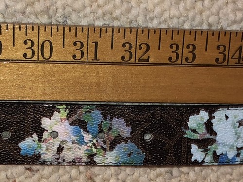 NWT S CALVIN KLEIN REVERSIBLE BROWN & BLUE FLORAL BELT SILVERTONE BUCKLE $42 - Picture 12 of 12