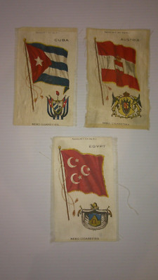 lot 3 Nebo cigarette silk premium flags of countries Cuba, Egypt, Austria     9I