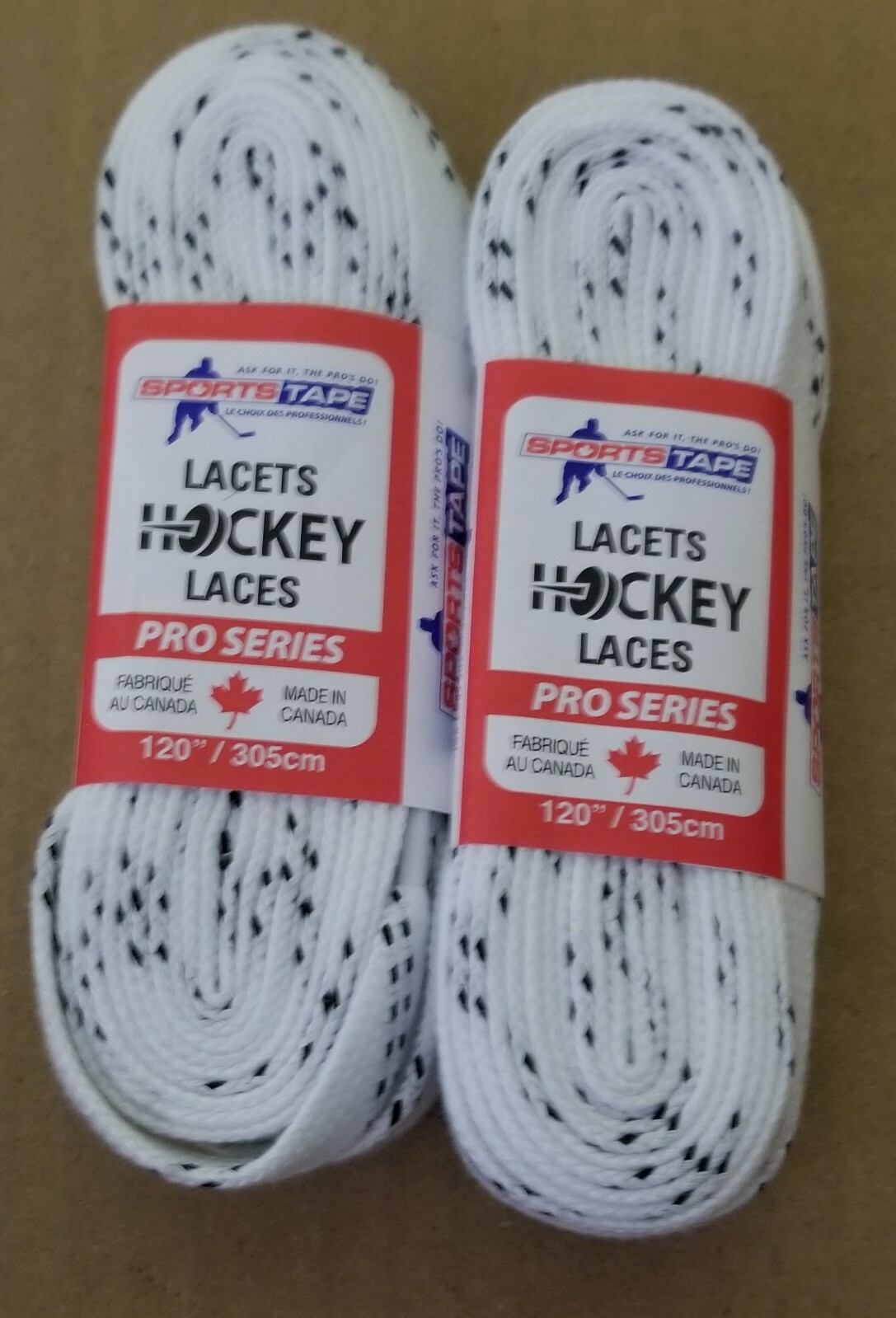 SPORTS TAPE HOCKEY LACES PRO SERIES- Two Pairs -MADE IN CANADA - 120” Unwaxed