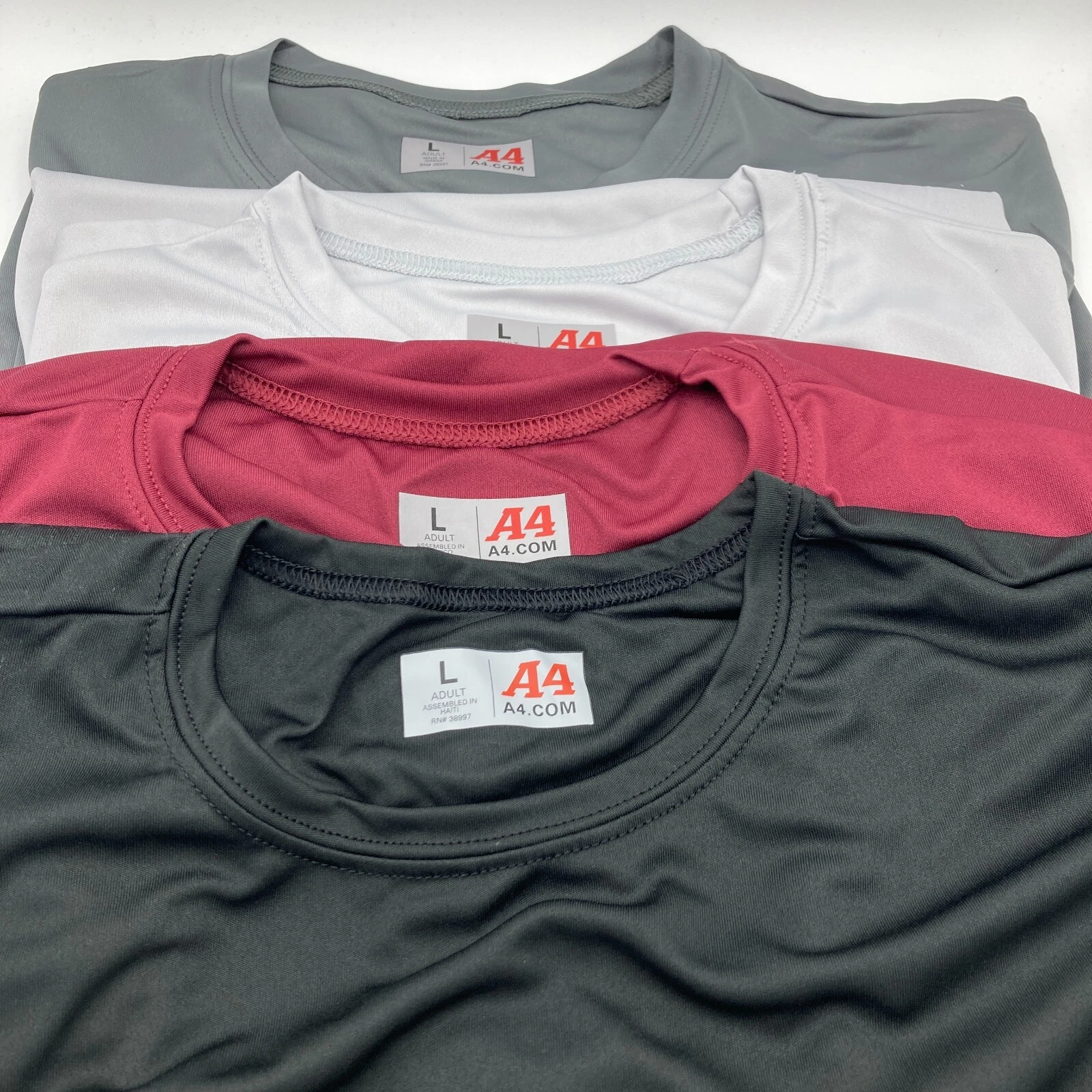 A4 Men's 4 Pack Cooling Performance T-Shirt Workout Running Dri-Fit Athletic