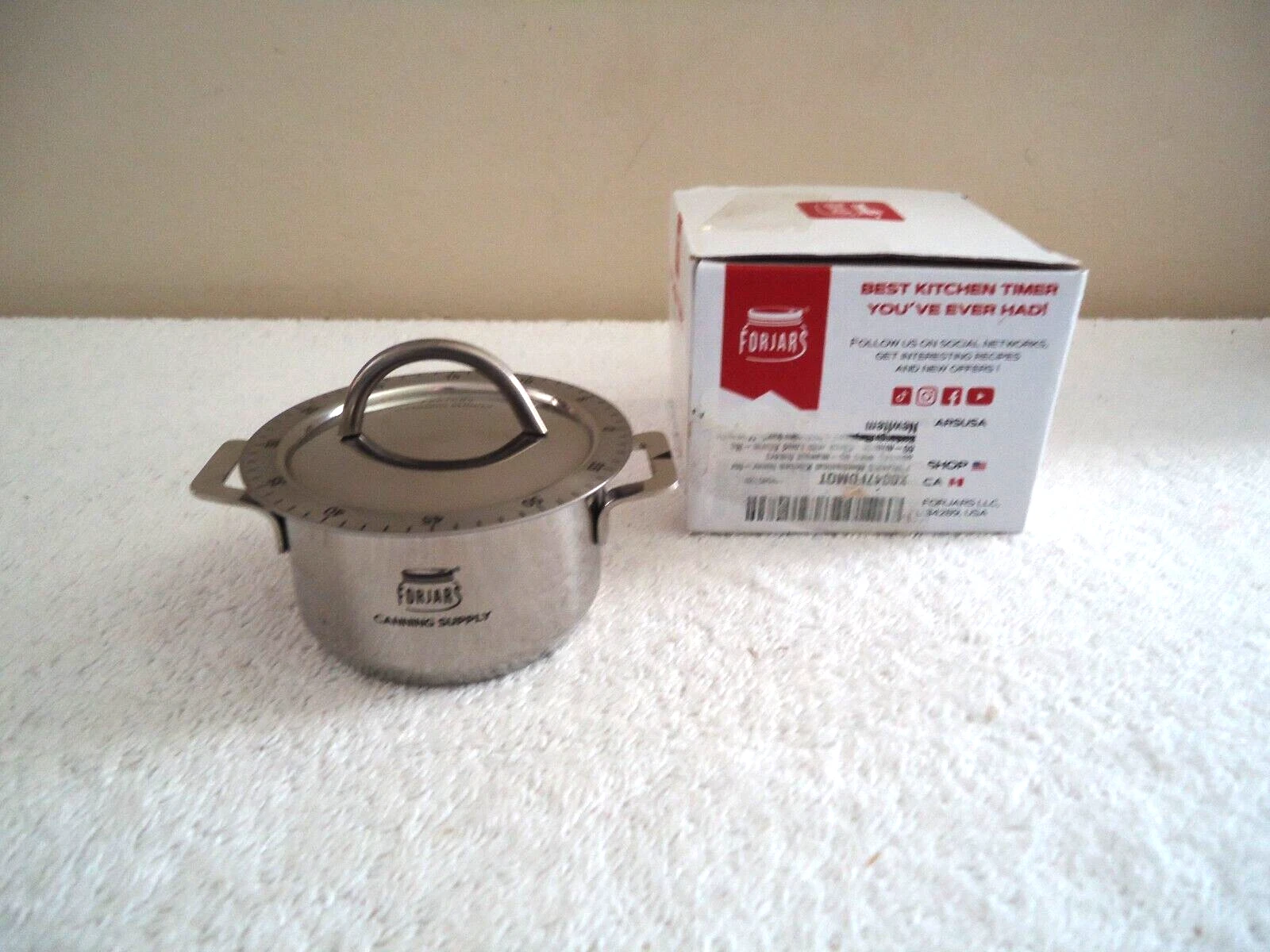 " NIB " ? Forjars Stainless Steel Kitchen Timer " Must Have Item For Any Cook "