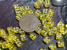Twenty 5MM Transparent Yellow D6 Gaming Dice Tabletop Rounded Corners Tokens