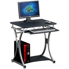 Techly Scrivania per PC Compatta con Cassetto Estraibile, Nero Grafite