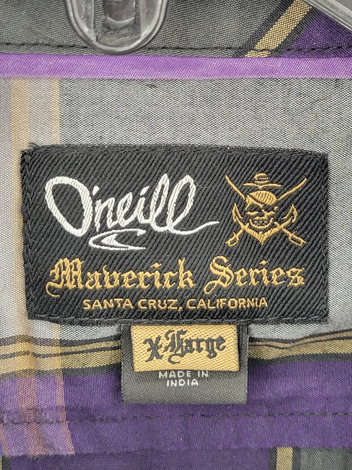 Camisa Oneill Maverick Series Para Hombre XL Azul Púrpura Gris Patinador con Botones a Cuadros Foto 3 de 4