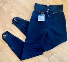 BOGNER Ski Snow Sretch Pants Black Women's Vintage Wool Blend Stirrups Zip 8 USA