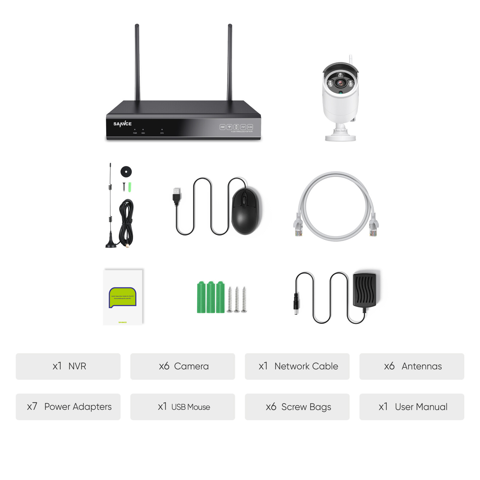 SANNCE Wireless 8CH 5MP NVR 3MP WIFI Security Camera System Outdoor 2-Way Audio