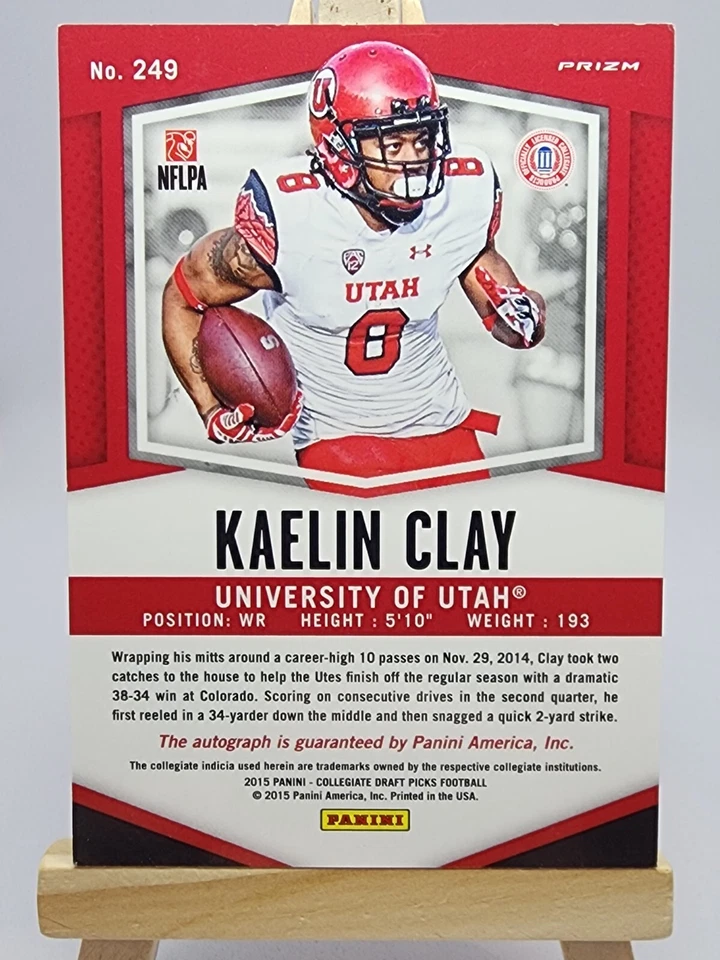 Kaelin Clay 2015 Panini Prizm DP Autographs Red White Blue Mojo #249 /25 RC - Image 2 of 4