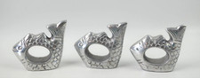 Pewter Ihi Fish Napkin Rings Holders Set Of 3