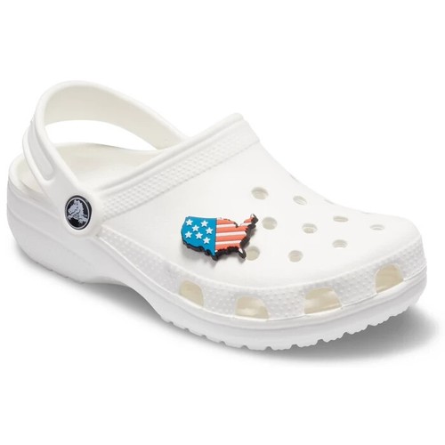 USA Flag Map Croc Shoe Charms 1.25 x 0.75 Inches Red White & Blue - 2 charms - Picture 2 of 5
