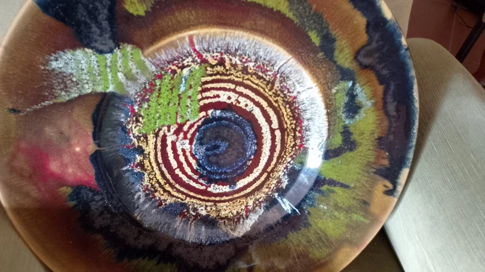 ISTITUTO D'ARTE FAENZA GRANDE PIATTO IN CERAMICA ANNI 60 DIAMETRO 48 - Immagine 3 di 4