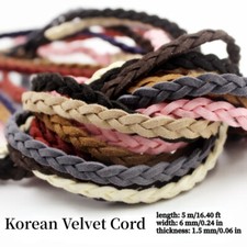 5m/lot 6mm Korean Velvet Cord Flat Faux Suede Three Strands Braided Rope DIY