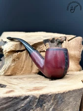 Savinelli Etienne Aigner 602 Leather Wrapped Bent Billiard Smoking Pipe