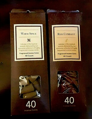 2 Pks. Flora Classique Incense Cones 40 Ct Warm Spice/Red Currant/Frankincense  
