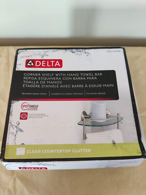 Delta Corner Shelf with Hand Towel Bar with Spot Shield, HEXTN16-BN