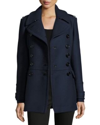 ジャケット・アウター Burberry wool double zip single P coat Burberry Brit Mens Wool Peacoat Size Small Black Double