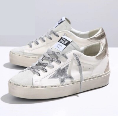 Golden Goose Hi Star Sneaker White, Silver, Ice, Platinum NIB Auth
