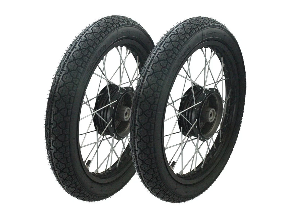 Kompletträder schwarz Heidenau K36 Reifen für Simson S51 S50 S53 Schwalbe Star - Bild 1 von 1