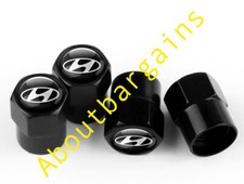 Hyundai Veloster Tucson Santa Fe Kona i30 Aluminum Valve Cap BLACK Wheel Tyre