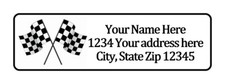Checkered Flag Personalized Return Address Labels 1/2 in by 1 3/4 in