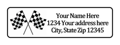 Checkered Flag Personalized Return Address Labels 1/2 in by 1 3/4 in