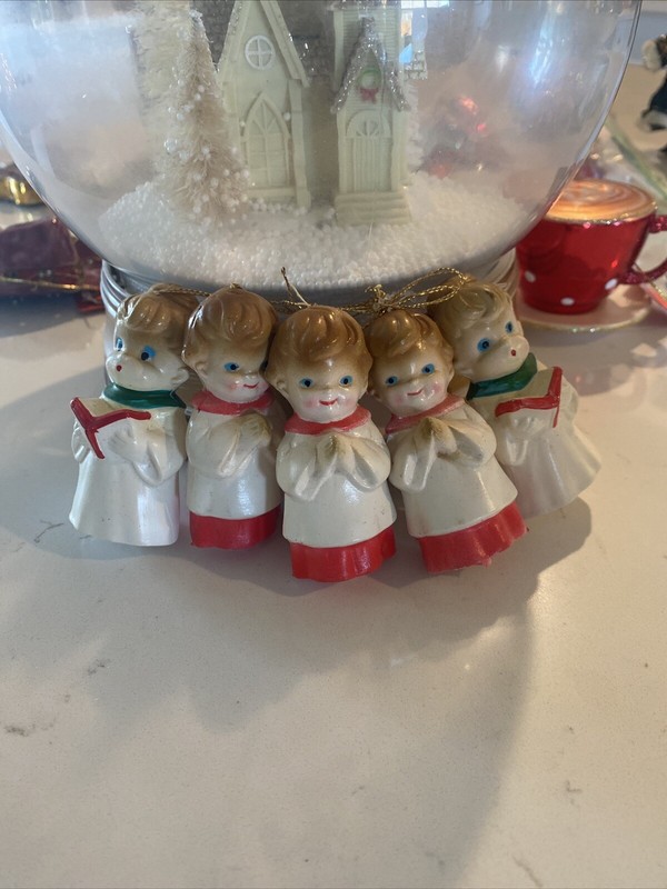 Darling Set of 5 Empire Made 3” Rubber Christmas Caroler Ornaments