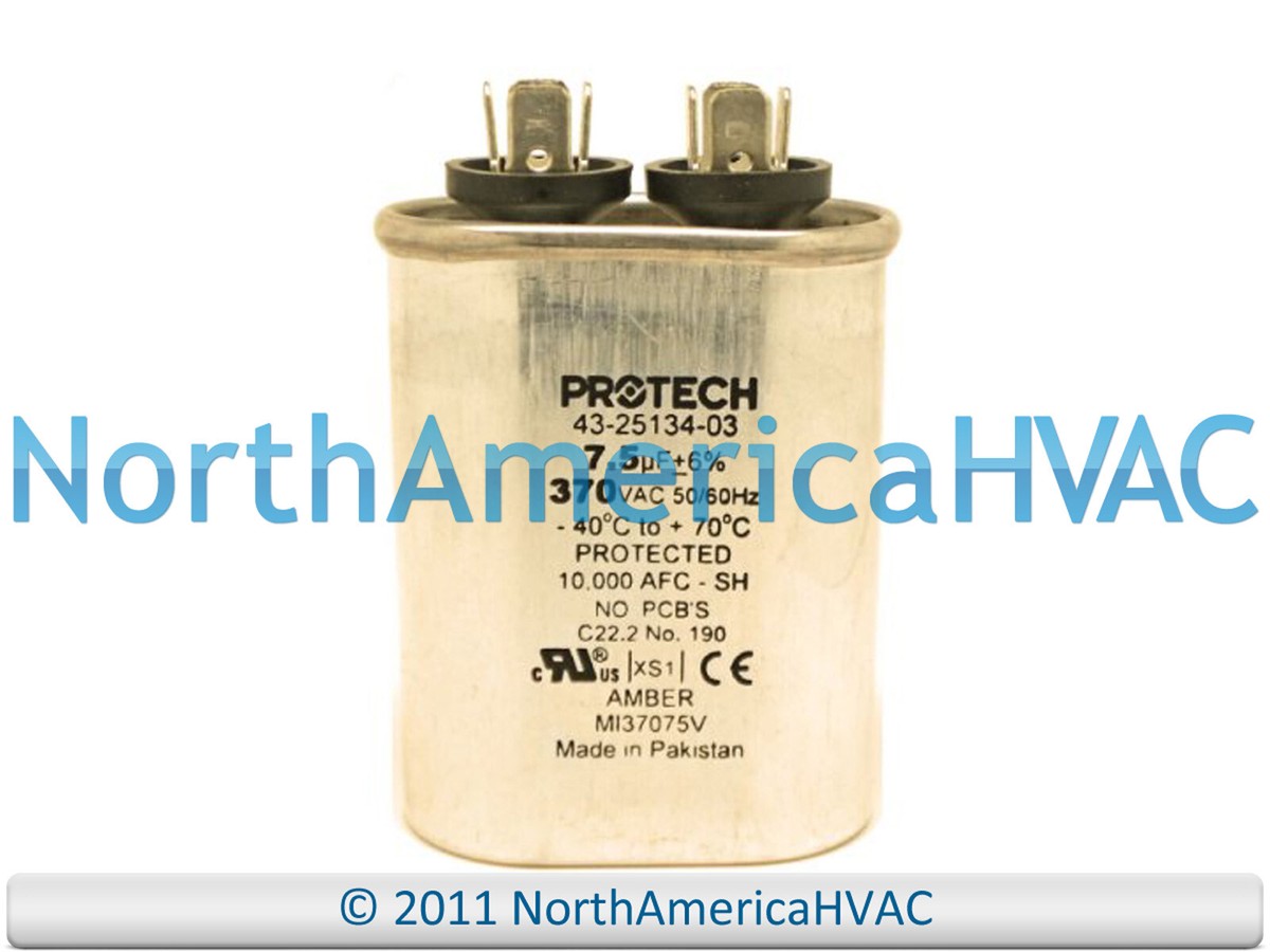 OEM Rheem Ruud WeatherKing Oval Capacitor 7.5 uF MFD 370 Volt Fits