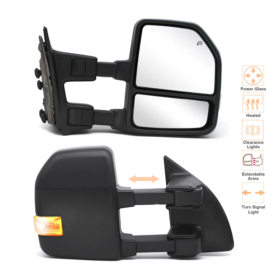 Par de espejos retrovisores de remolque eléctricos para Ford F-250 F-350 F-450 F-550 Super Duty 2002-2011 Foto 2 de 4