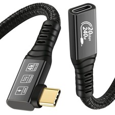 20Gbps USB C 3.2 Extension Cable, 90 90 Degree 20G 240W-0.25M