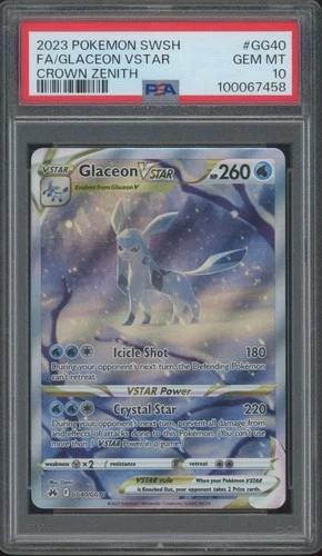 2023 Pokemon SWSH Crown Zenith Full Art #GG40 Glaceon Vstar Gem Mint PSA 10