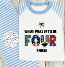 Personalised Childrens Birthday pyjamas superhero When i wake up pjs