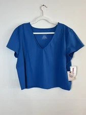 Sincerely Jules Active Top Size XL Blue Short Sleeve Cropped Boxy Pullover NWT