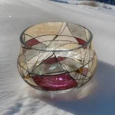 PartyLite Romanian Stained Glass/Mosaic Calypso Candle Holder Bowl Tea light