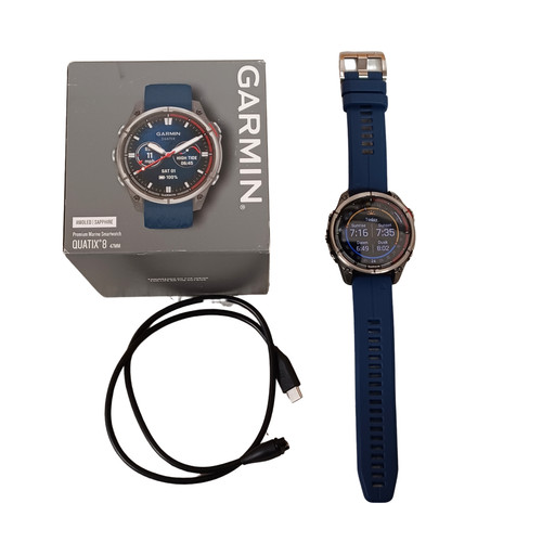 Garmin quatix 8 47mm Marine Nautical GPS Watch AMOLED Lens Chartplotter Blue