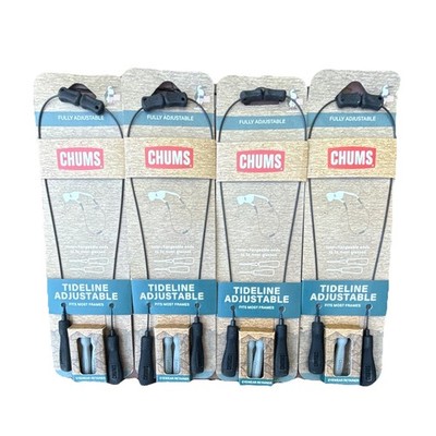 Chums Tideline Adjustable Eyewear Retainer Cord for Glasses, Black 17 in, 4pks