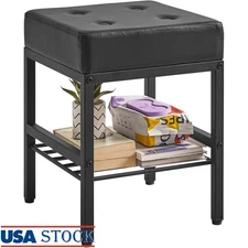Durable PU Cushion Stool Multipurpose Footrest Makeup Bench W/ Storage New