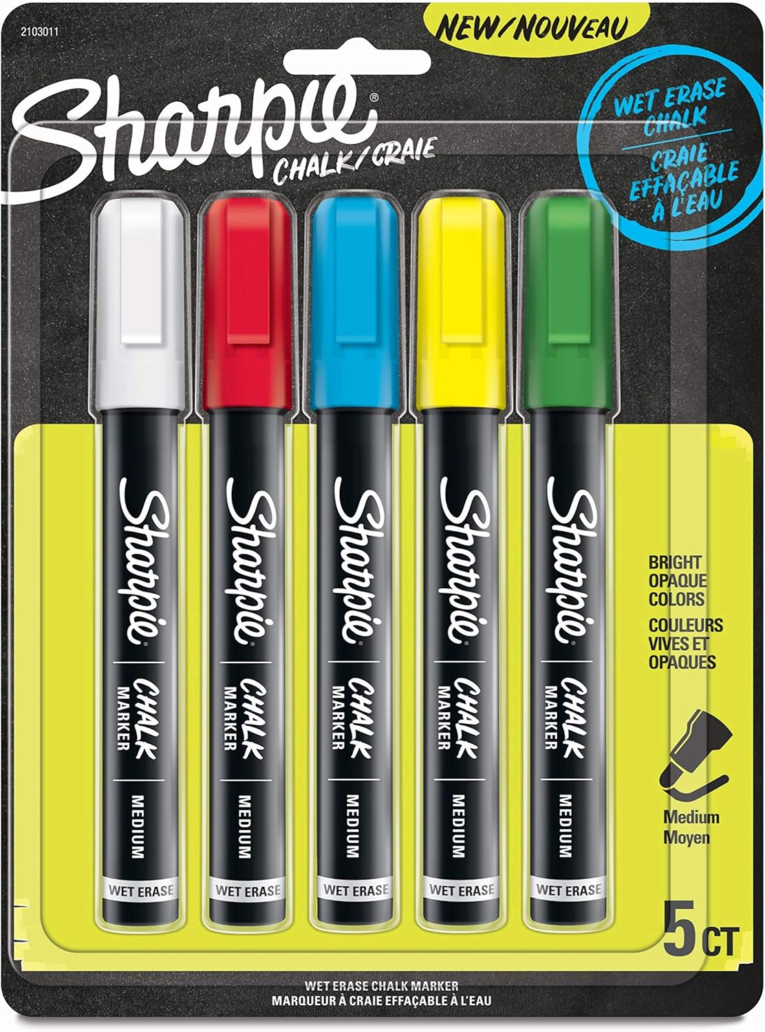 Colorful 5-Pack Wet Erase Chalk Markers for Boards & Glass-image