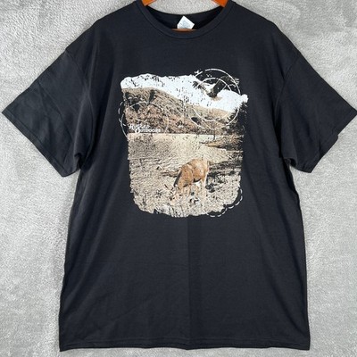 Rugged Outdoors Graphic Shirt Mens XL Black Deer Eagle Nature Wildlife Tee