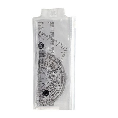 4 Pcs 15cm Ruler Set Geometry Set Math Protractor Triangle Ruler Set for Student