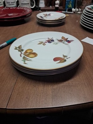 3 Salad Plates Royal Worcester Evesham  Porcelain  8.25'' Gold Rim Euc+ Bin 110