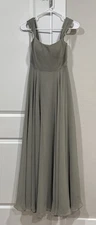 Jenny Yoo Collection Strapless Gown Size 0 Layered Chiffon sage Green Dress