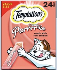3 COUNT Temptations Creamy Puree Squeezable Salmon Wet Cat Treats, 24ct boxes