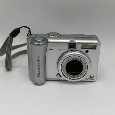 Canon PowerShot A75 3.2MP Digital Camera Silver Tested Working