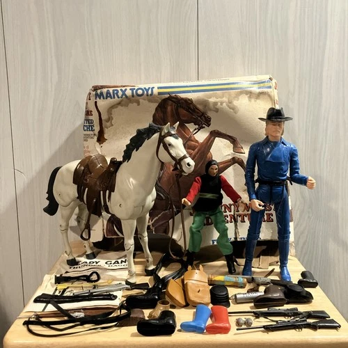Vintage Lot of 1970’s Marx Johnny West Figures, Horse, Accessories